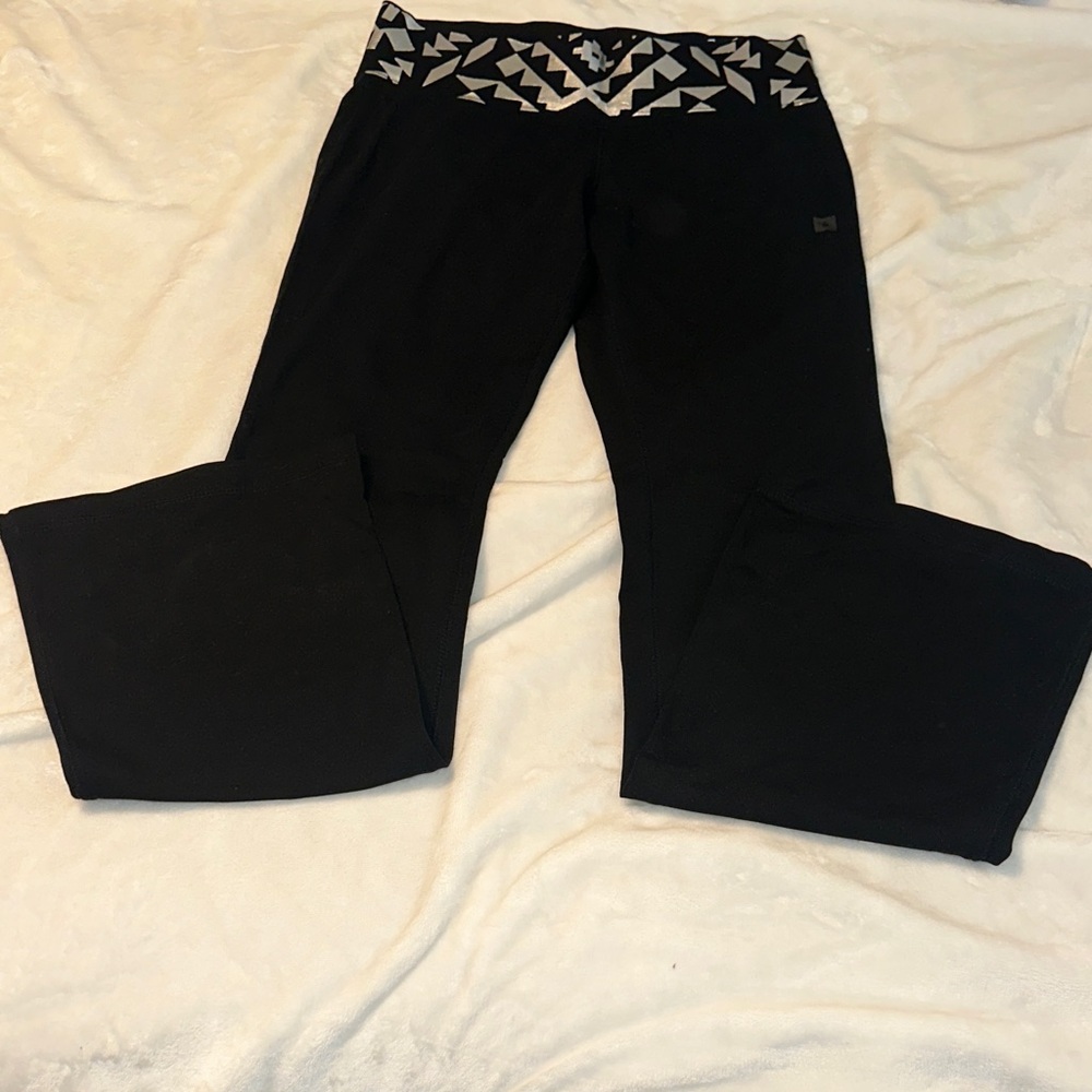 Express Black 'Love Yoga' High-Rise Flared Leggings